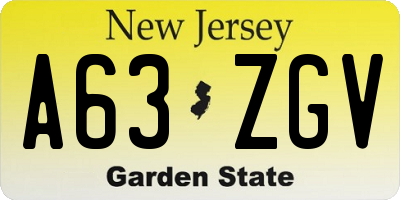NJ license plate A63ZGV