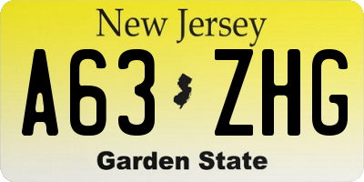 NJ license plate A63ZHG