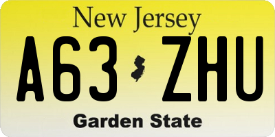 NJ license plate A63ZHU