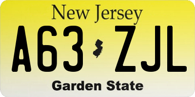 NJ license plate A63ZJL