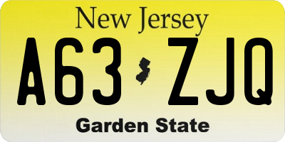 NJ license plate A63ZJQ