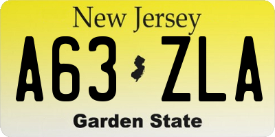 NJ license plate A63ZLA