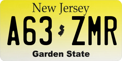 NJ license plate A63ZMR