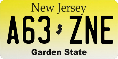 NJ license plate A63ZNE