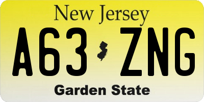 NJ license plate A63ZNG