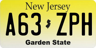 NJ license plate A63ZPH