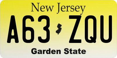 NJ license plate A63ZQU