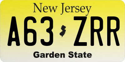 NJ license plate A63ZRR