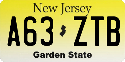 NJ license plate A63ZTB