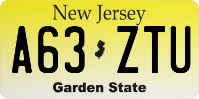NJ license plate A63ZTU