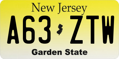 NJ license plate A63ZTW