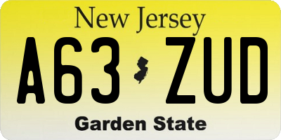 NJ license plate A63ZUD
