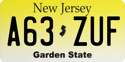 NJ license plate A63ZUF