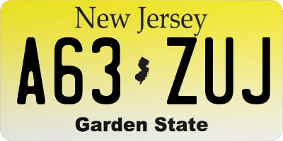 NJ license plate A63ZUJ