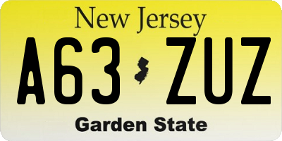 NJ license plate A63ZUZ
