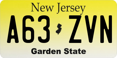 NJ license plate A63ZVN