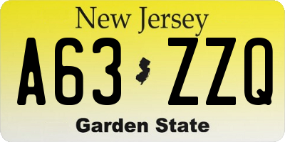 NJ license plate A63ZZQ