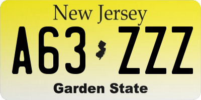 NJ license plate A63ZZZ
