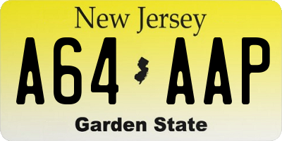NJ license plate A64AAP