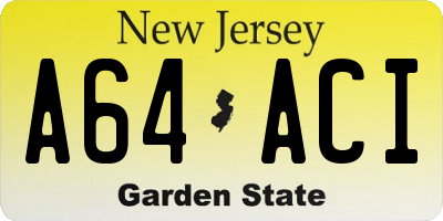 NJ license plate A64ACI