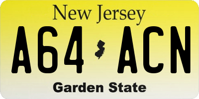 NJ license plate A64ACN