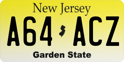 NJ license plate A64ACZ