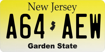 NJ license plate A64AEW