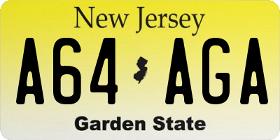 NJ license plate A64AGA