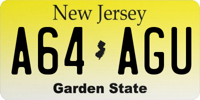 NJ license plate A64AGU