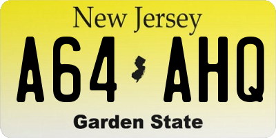 NJ license plate A64AHQ