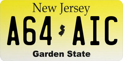 NJ license plate A64AIC