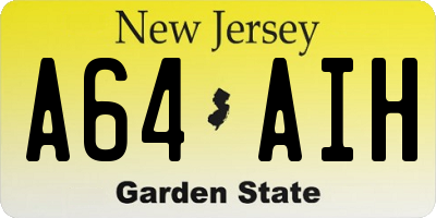 NJ license plate A64AIH