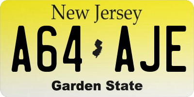 NJ license plate A64AJE