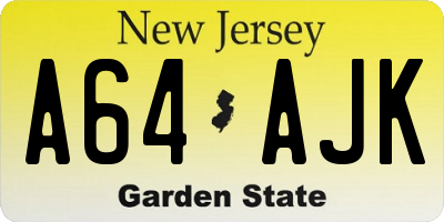 NJ license plate A64AJK