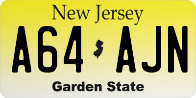 NJ license plate A64AJN