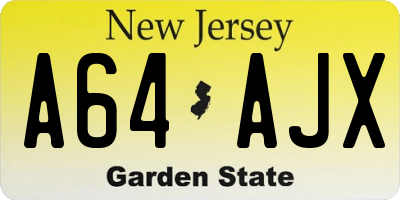 NJ license plate A64AJX