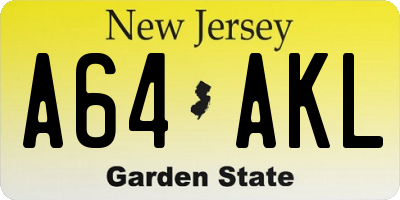 NJ license plate A64AKL