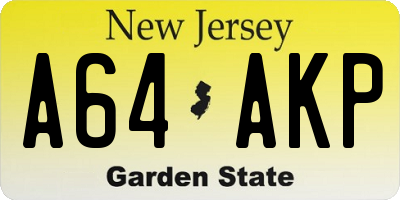 NJ license plate A64AKP