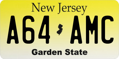 NJ license plate A64AMC