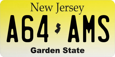 NJ license plate A64AMS