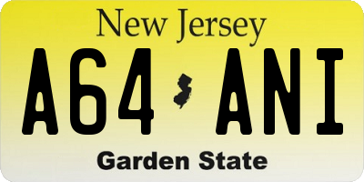 NJ license plate A64ANI