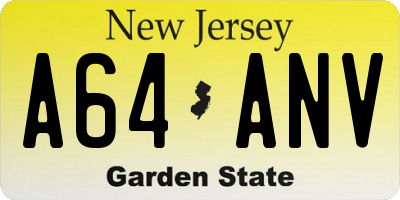 NJ license plate A64ANV