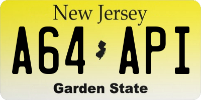 NJ license plate A64API