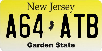 NJ license plate A64ATB