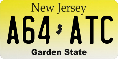 NJ license plate A64ATC
