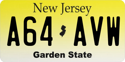 NJ license plate A64AVW