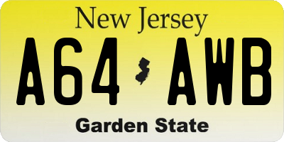NJ license plate A64AWB