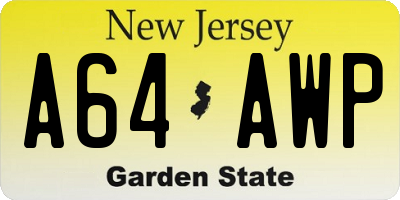 NJ license plate A64AWP
