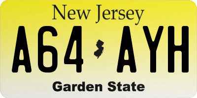 NJ license plate A64AYH