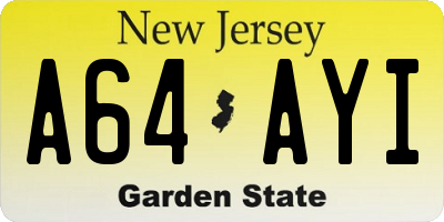 NJ license plate A64AYI